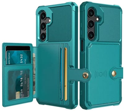 Portemonnee Hoesje Geschikt voor Samsung Galaxy A16 - Back Cover met Pasjeshouder - Telefoonhoesje voor Pinpas - Kaarthouder op Achterkant - Case met Magneet Groen
