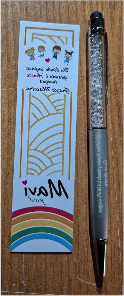 Leren Pen - Pen met Gravure - Cadeau Leraar - Handgemaakt in Italië - 15 x 1 x 1 cm