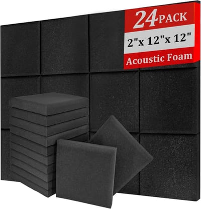 Geluidsdichte schuimpanelen voor muren, geluidsdichte panelen met hoge dichtheid voor muren, akoestische panelen, geluidsabsorberend voor geluidsabsorberende annulering (24 stuks, 50 x 30 x