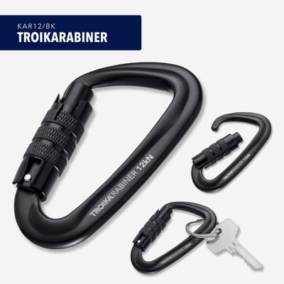 De TROIKARABINER is gemaakt voor zware belasting – met een veilige draaisluiting en een trekkracht van 12 kN. Gemaakt van 7075 aluminium van hoge kwaliteit, ook gebruikt in de luchtvaart en autosport. Lichtgewicht, sterk en betrouwbaar
