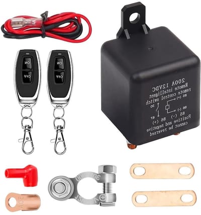 Batterijscheidingsschakelaar - Draadloze schakelaar - Voertuigonderhoud - Met afstandsbediening - 12 Volt 200 Ampère - Zwart