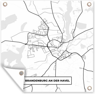 Tuin poster Brandenburg an der Havel - Kaart - Plattegrond - Stadskaart - 200x200 cm - Tuindoek