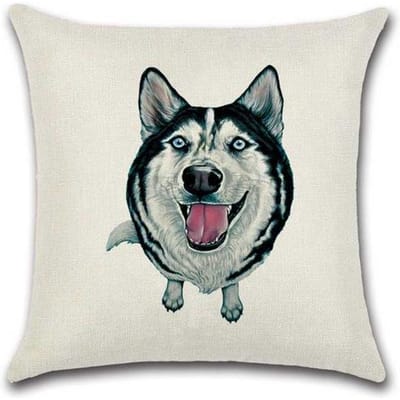 Kussenhoes met Hondendruk Katoen Linnen Schattige Cartoon Hond Kussensloop Auto Bank Decoratieve Kussensloop Cover funda de almohada ZT81 45x45cm