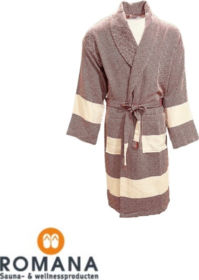 Romana Products Hamam Diamond - Badjas Unisex - Kamerjas - Ochtendjas - Bordeaux Rood - Maat L/XL - Katoen
