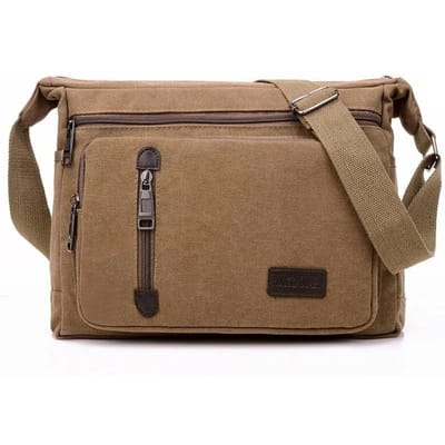 Canvas Schoudertas Fles Mannen Vrouwen Casual Eenvoudig Mode Retro Crossbody Cross Vierkant Multi Gelaagd bruin