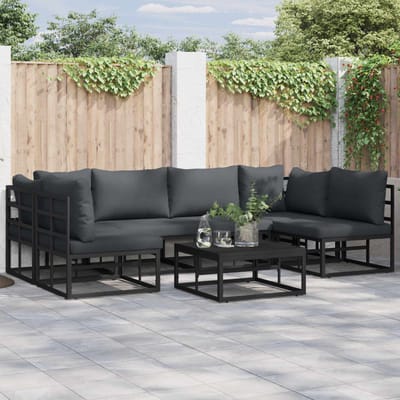 vidaXL - Tuinbank - Set - 7 - st - Zwart - Aluminium