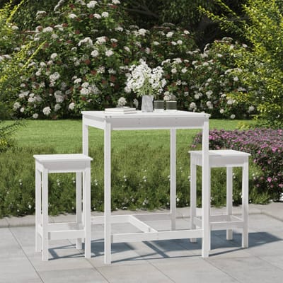 vidaXL - 3-delige - TuinTuinbarset - massief - grenenhout - wit