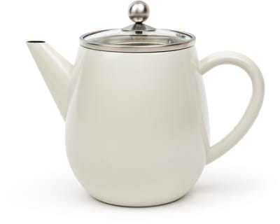 Bredemeijer - Theepot dubbelwandig Eva - 1,1 liter - Wit - Met theezeef