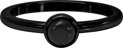 Quiges Stapelring Dames - Vulring - RVS Zwart met Natuursteen - Maat 19 - Hoogte 2mm