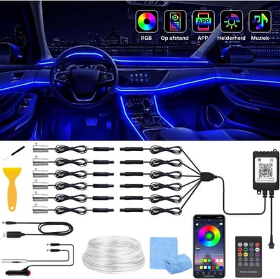 MKSS® Auto Interieur Verlichting - Led Strip Auto – 6M – Met App - RGB
