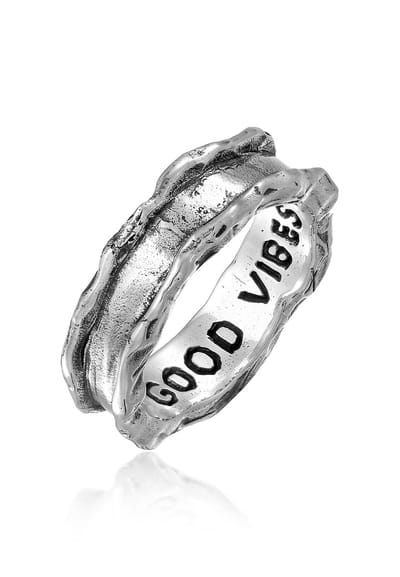 Haze & Glory - Ring - HG HAZE & GLORY - Ring Heren in 925 Sterling Zilver, sieraden mannen, Zilveren ring geoxideerd, Cool, Good Vibes Only - Heren