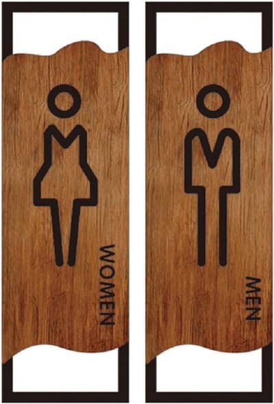 Toiletdeurborden - Badkamerborden Heren Dames - Bewegwijzering - Acryl Materiaal - 25 cm hoog - Bruin Zwart