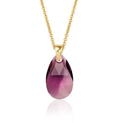 Montebello Ketting Jan DG573H - Swarovski Druppel - 925 Zilver Verguld - 16mm - 50cm