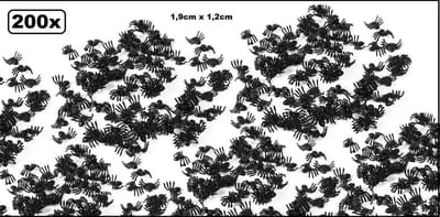 200x Spinnen zwart 1,9 cmx 1,2 cm - Spin Halloween creepy horror griezel themafeest