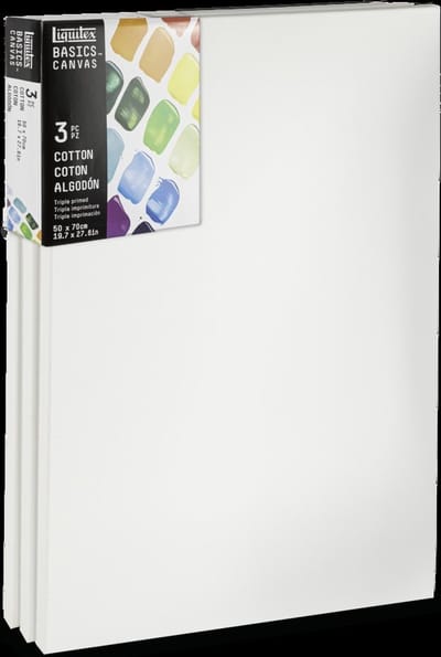 Liquitex 471050070 Basics Canvas 50 x 70 cm – Set van 3 | 100% Katoenen Canvas ca. 280 g/m² | Drievoudig Geprimed | Voor Acryl- & Olieverf