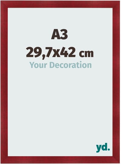 Your Decoration - Fotolijst A3 29,7x42 cm - MDF - Wijnrood Geveegd - Pisa