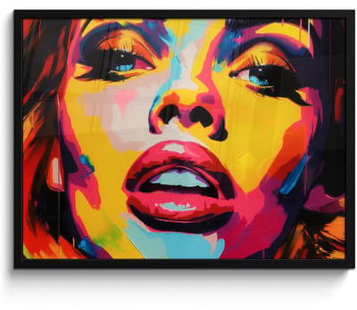 Poster in lijst - Fotolijst 70x50 cm - Posters - Vrouw - Gezicht - Kleurrijk - Posterlijst zwart - Decoratie - Wanddecoratie woonkamer - Muurdecoratie slaapkamer