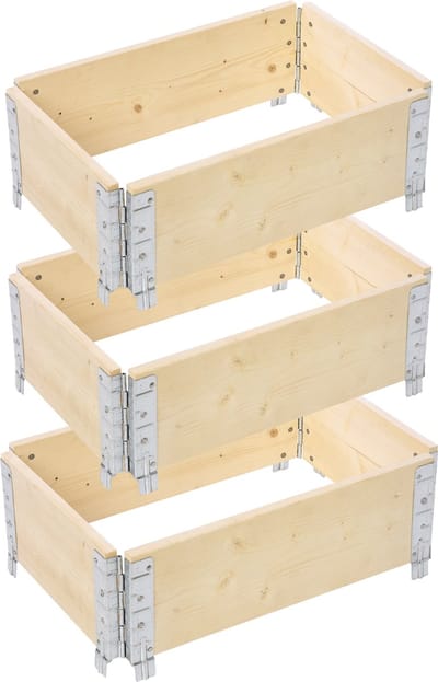 Garronda Kweekbak Palletrand 3-Pack 60x40x20 cm - Natuurlijk - Bloemen - Kruiden - Palletframe - Natuurlijke Verhoogde Bloembedden - GD-BUD-PAL