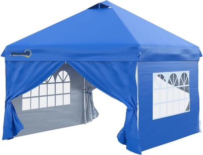Pop-up Tuinpaviljoen - Feesttent Paviljoen - Buitenfeesten Organiseren - Met 4 Afneembare Zijwanden - 3 x 3 Meter - Blauw