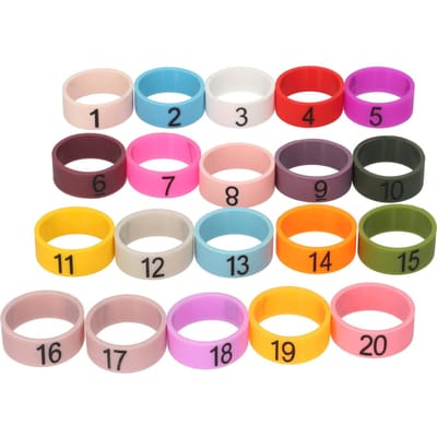 20 stuks microfoon gekleurde ID-ringen nummer 1 tot 20 veelkleurige zachte siliconen ring voor onderscheiding 20 PCS veelkleurig