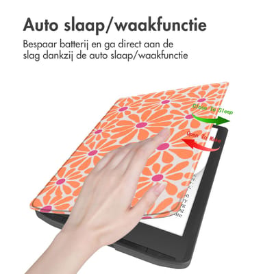 imoshion Design Slim Soft Case Sleepcover voor de Pocketbook InkPad Color 3 / InkPad 4 - Orange Flowers Connect