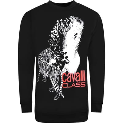 Cavalli Class groot tijgerlogo ontwerp zwart sweatshirt