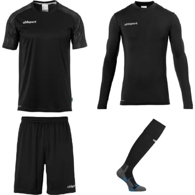 Uhlsport Reaction Keeperstenue Set Black - Keepershandschoenen - Maat 140