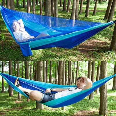 Klamboe Hangmat - Nethangmat Kampeerhangmat - Outdoor Ontspanning - Inclusief Klamboe - 280x140 cm - Groen