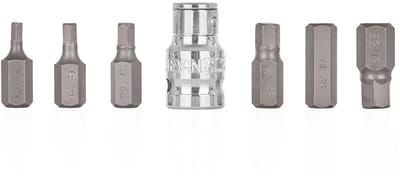 GEKO 7-delige HEX bitset - H4-H12 - S2 staal - Inclusief 10mm adapter - 30mm lengte