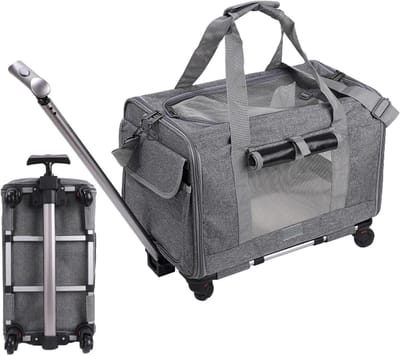 Cat Travel Transport box, transportbox voor honden, kleine honden en kattentransportwielen, veiligheidsritssluitingen, riemen, randen goedgekeurd door luchtvaartmaatschappijen