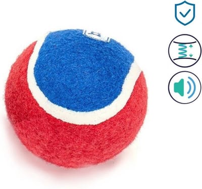 Nobleza Tennisbal Hond met Piep - Hondenbal - Hondenspeelgoed - Drijvend - Rubber - 6,4 cm - Donkerblauw/Rood