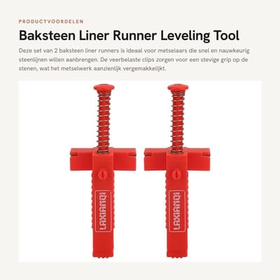Dailygoods - Baksteen Liner Runner Leveling Tool Set van 2