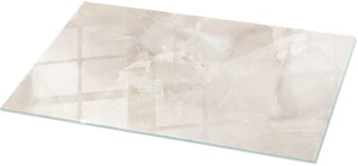Tulup Tafelblad Glas - Marmer Textuurpatroon Glasplaat Tafel - 100 cm x 50 cm - Romig Veiligheidsglas - Rechthoekig Tafelblad Glas - Gehard Glazen Tafelblad Voor de Eettafel in de Eetkamer - Glazen Tafelblad