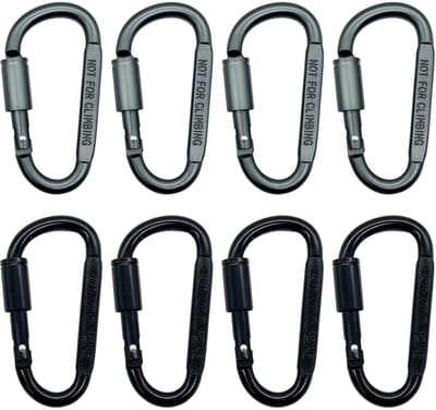 Dailygoods- Karabijnhaak 8 stuks - Aluminiumlegering - Roest- en corrosiebestendig - Sleutelhanger - Outdooraccessoire - Voor kamperen/wandelen/vissen - Haak