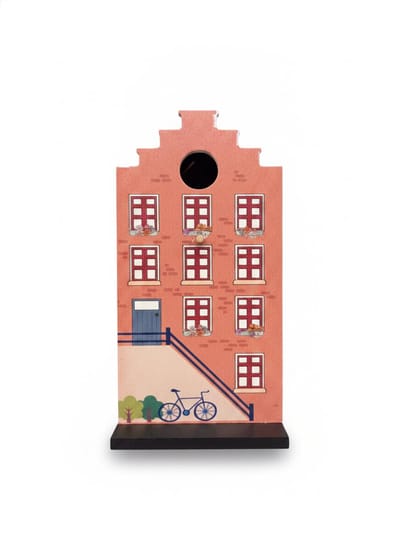 Vogelhuisje in Grachtenpand Stijl - Houten Nestkast voor Kleine Vogels zoals Koolmees en Pimpelmees - Duurzaam Vogel Huisje voor in de Tuin of op het Balkon - Decoratieve Broedkast - Nederlands Design - animalking Vogelhuisje - Terracotta