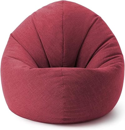 Lumaland 2-in-1 linnen zitzak voor binnen, ronde comfortabele zitzak voor binnen, 300 l vulling, 120 x 80 x 75 cm, linnenlook en feel, verrot