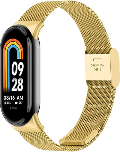 By Qubix - Milanese bandje - Goud - Geschikt voor Xiaomi Smart Band 8 / 9 / 10