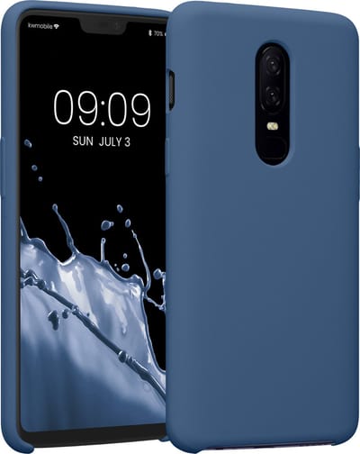 kwmobile telefoonhoesje geschikt voor OnePlus 6 - Hoesje met siliconen coating - Smartphone case in marineblauw