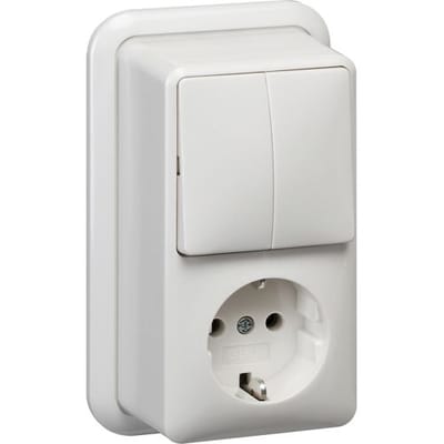 Gira System 55 combinatie WCD/serie RA opbouw verticaal met montageplaat en adapter K/P25 Glanzend wit