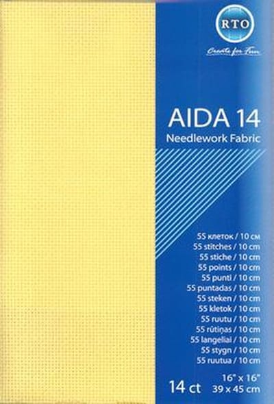 Borduurstof Aida 14 count - Geel - RTO