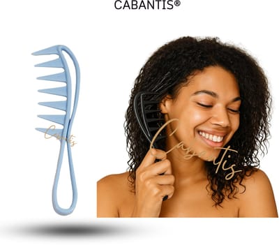 Cabantis® Brede Grove Shark Kam – Antiklit Krullenkam – Voor Krullend, Kroes en Dikker Haar – Anti-Pluis Ontwarrende Kam - Blauw
