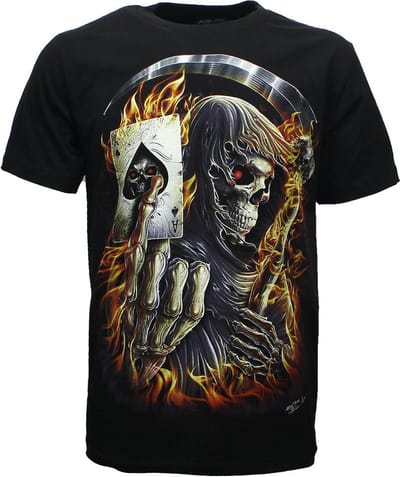 Biker Grim Reaper Ace of Spades Glow in the Dark T-Shirt - Origineel Design - M