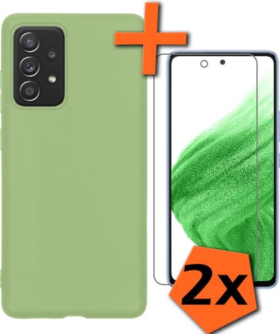 Hoes - Met 2x Screenprotector - Geschikt voor Samsung Galaxy A53 - Sterk & Shockproof - Back Cover - Siliconen Case - Telefoon Hoes - Groen