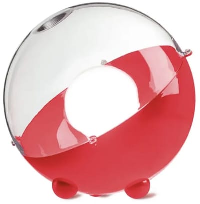 Orion vloerlamp retro – bolvorm – rood – designer woonlamp – De Woonbiotoop