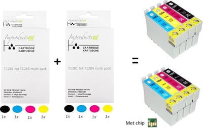 Improducts® Inkt cartridges Alternatief Epson T1281 T1282 T1283 T1284 T1285 2x set
