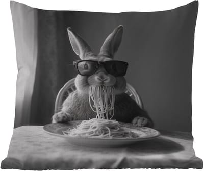 Tuinkussen - Konijn - Bunny - Zonnebril - Tafelkleed - Pasta - Schattig - 40x40 cm - Weerbestendig