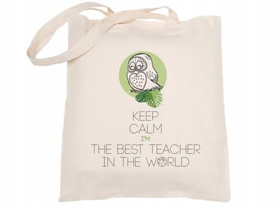 The Best Teacher Tas - Ecru Katoen 38x42cm - Cadeau Dag van de Leraar