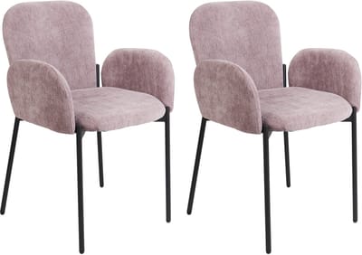 ALBEE - Eetkamerstoel set van 2 - Roze - Polyester