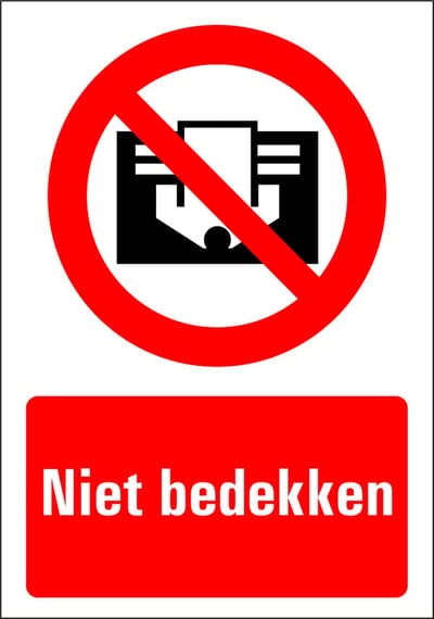 Niet bedekken sticker 210 x 297 mm