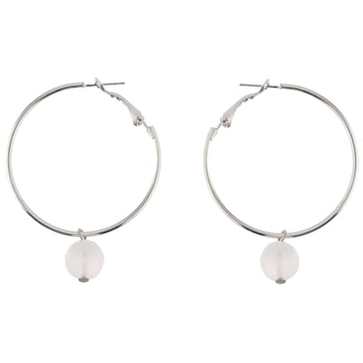 Behave Oorbellen - oorringen - zilver kleur - witte - kraal van natuursteen - 4 cm